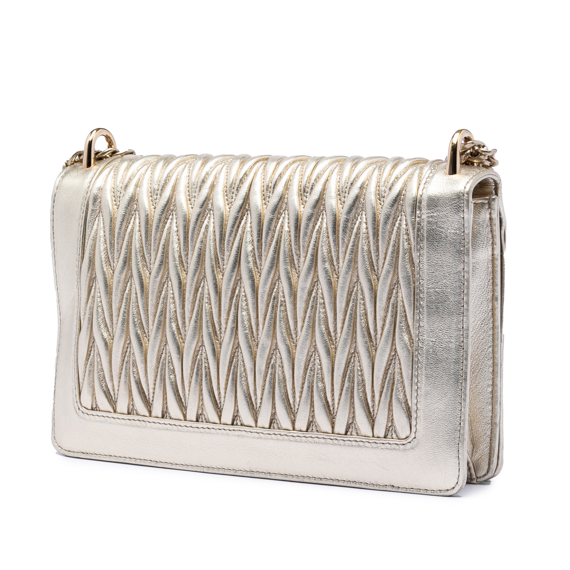 Metallic Nappa Matelasse Faux Pearl Flap Crossbody - Image 2