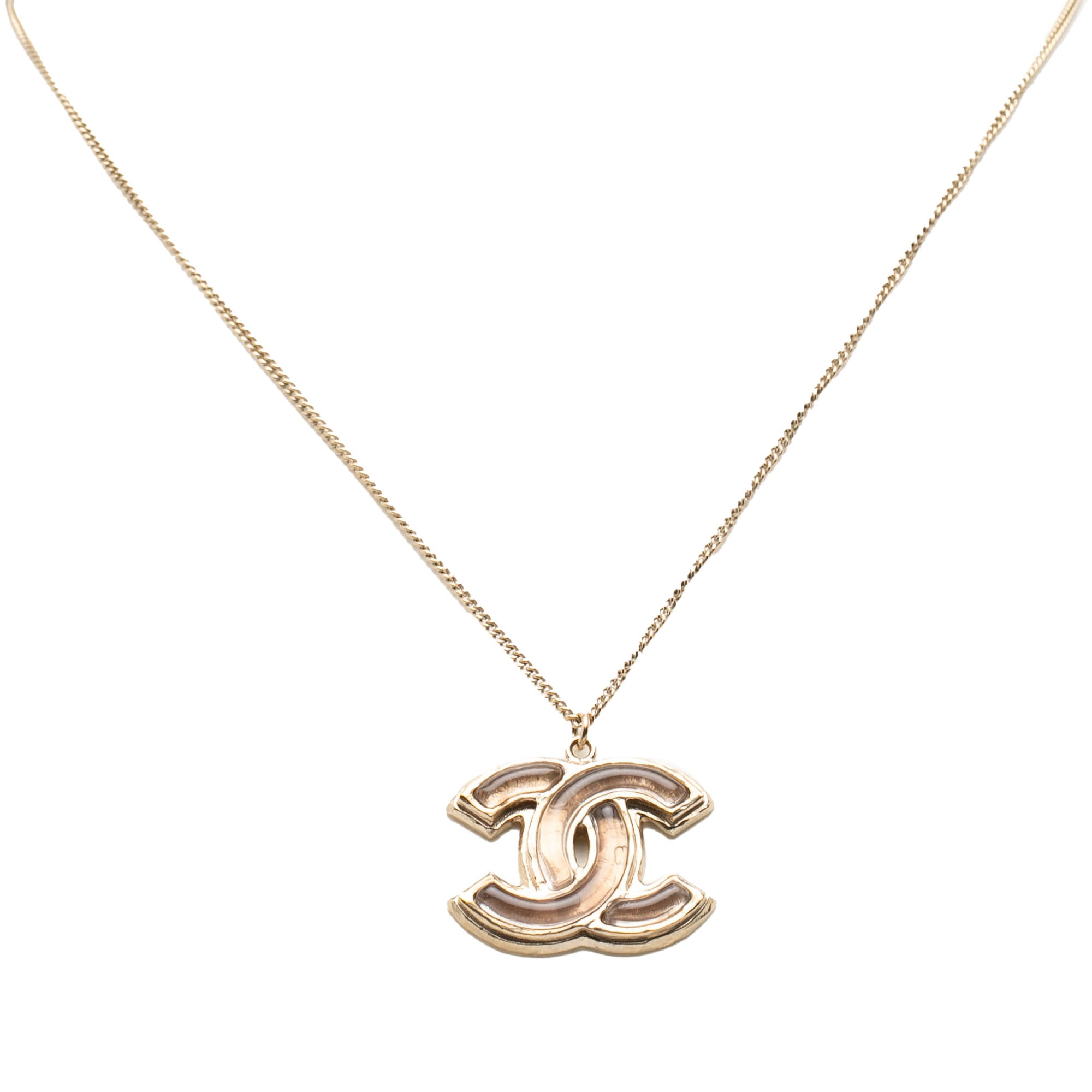 Gold Plated Gripoix CC Pendant Necklace - Image 1