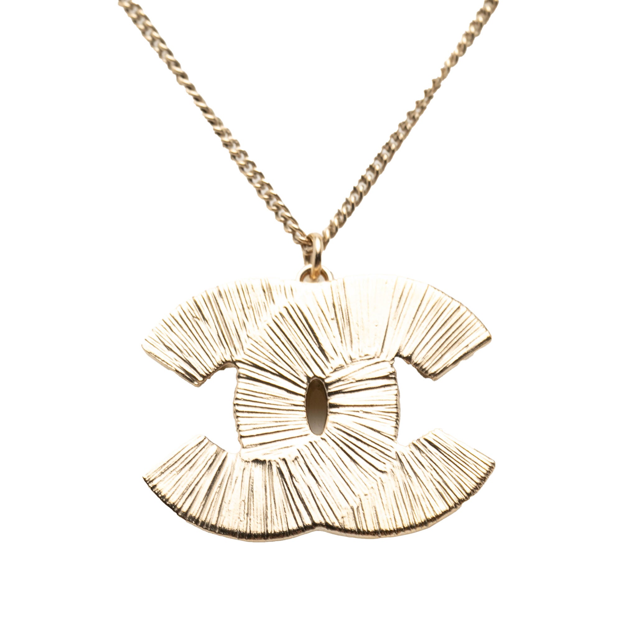 Gold Plated Gripoix CC Pendant Necklace - Image 2