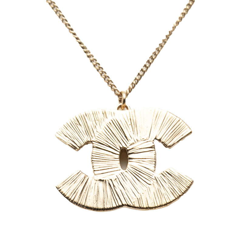 Gold Plated Gripoix CC Pendant Necklace - Image 2