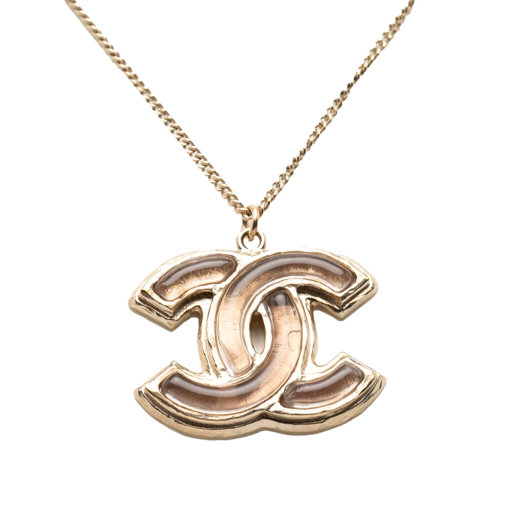 Gold Plated Gripoix CC Pendant Necklace - Image 3