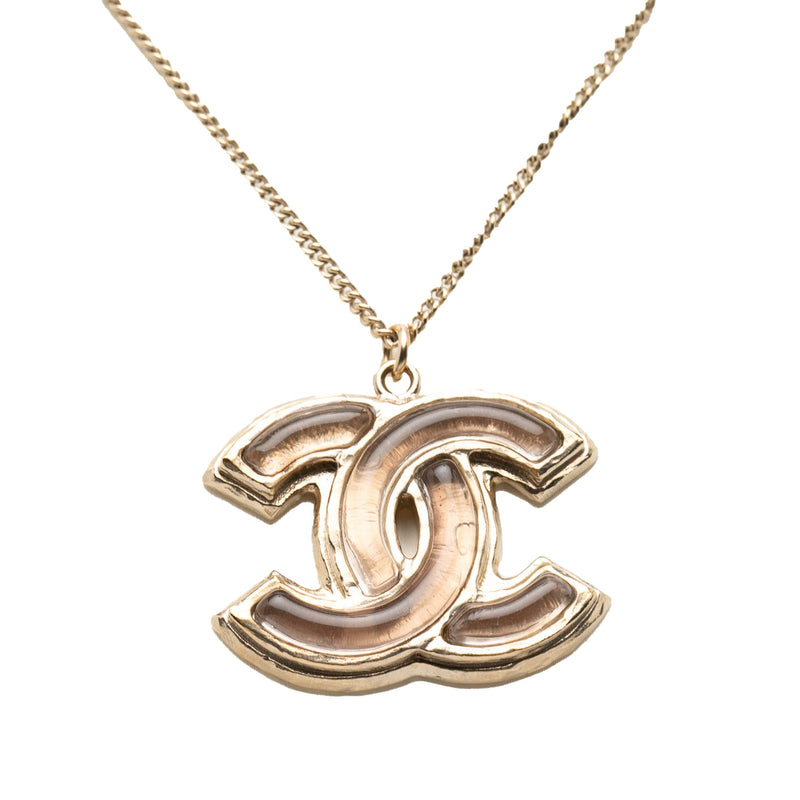 Gold Plated Gripoix CC Pendant Necklace - Image 3