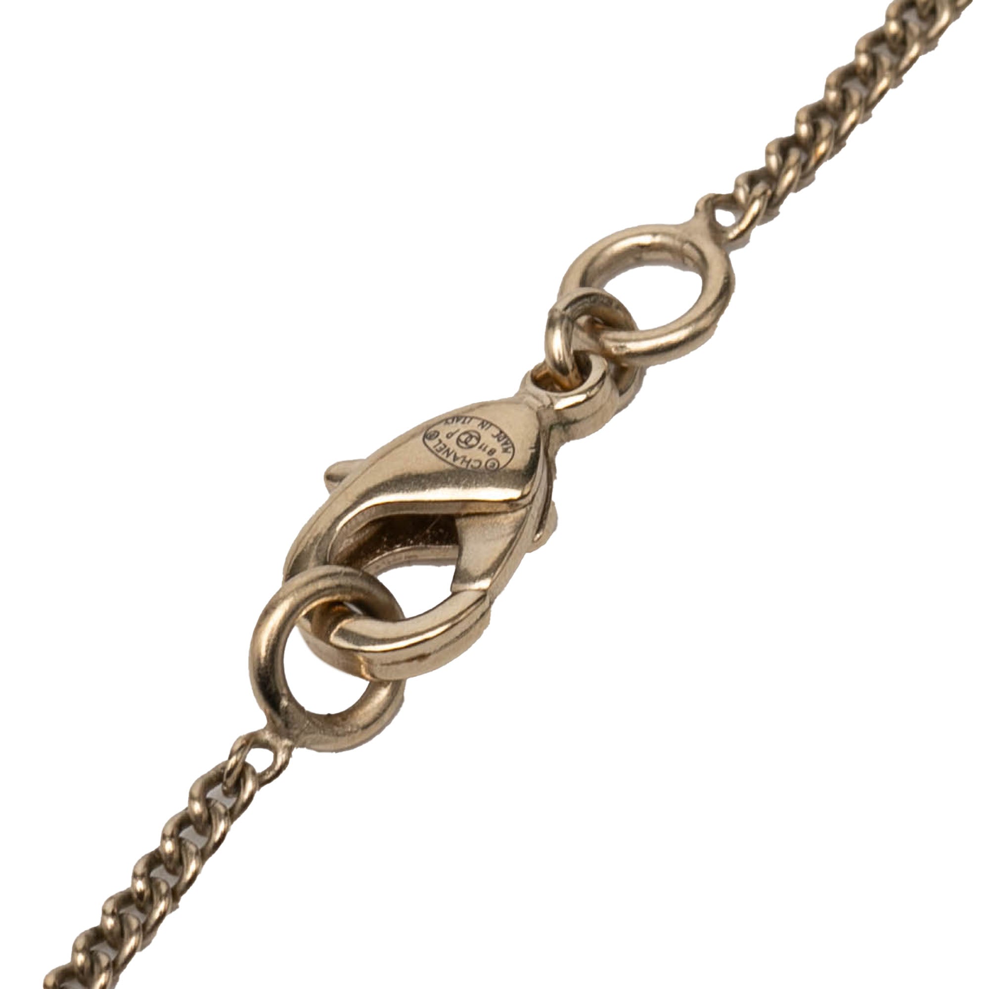 Gold Plated Gripoix CC Pendant Necklace - Image 6