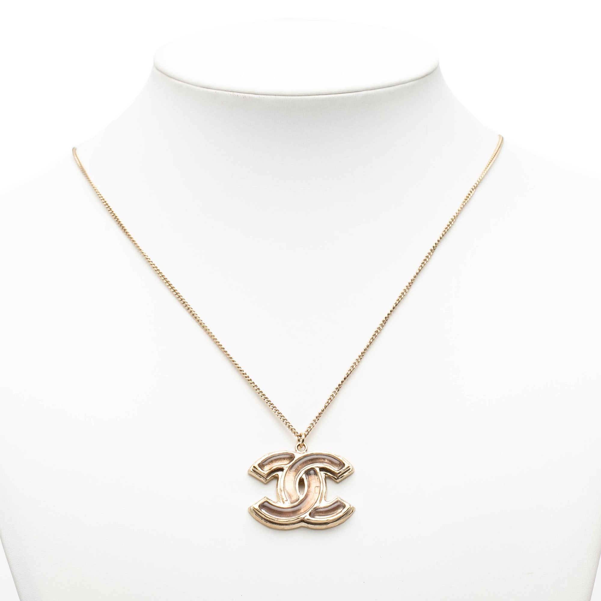 Gold Plated Gripoix CC Pendant Necklace - Image 7