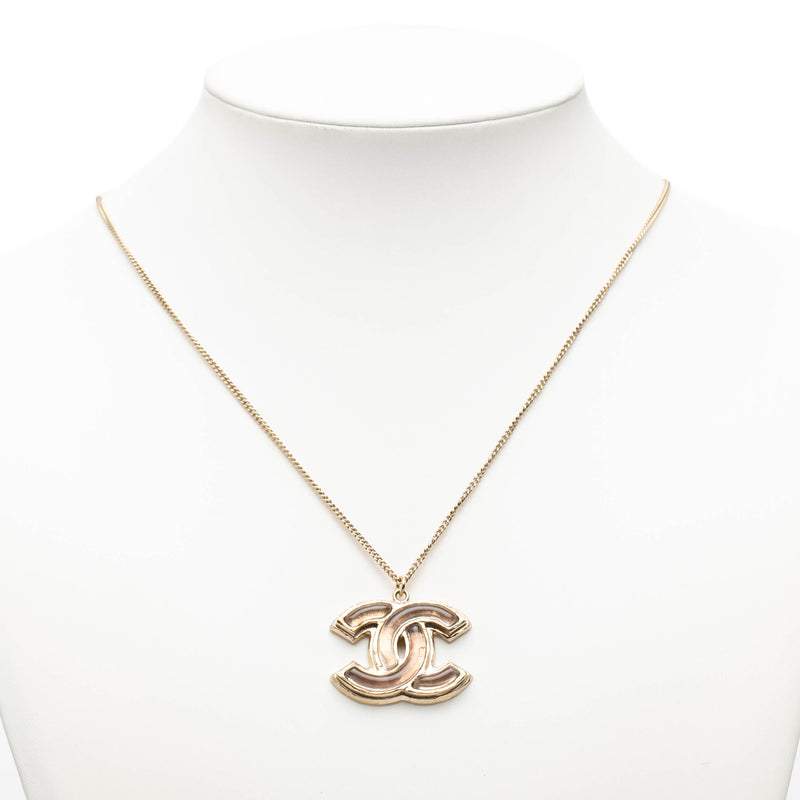 Gold Plated Gripoix CC Pendant Necklace - Image 7