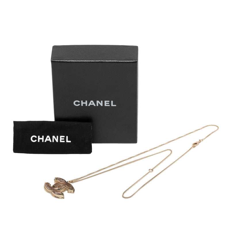 Gold Plated Gripoix CC Pendant Necklace - Image 8