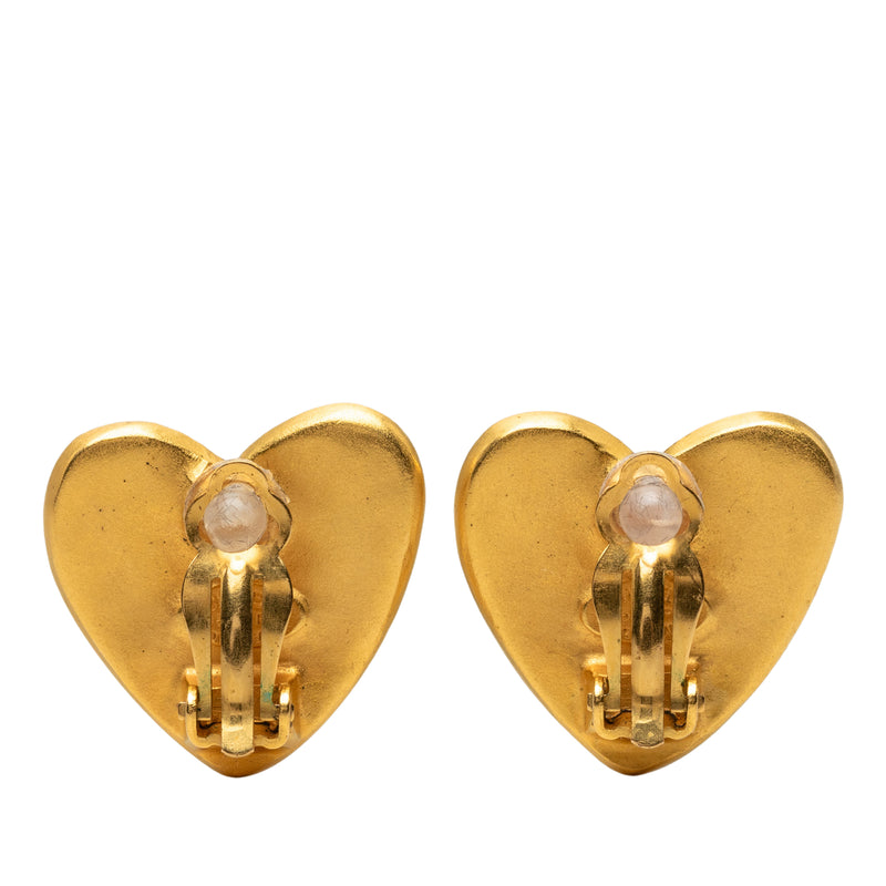 CC Gold Plated Heart Clip On Earrings - Image 2