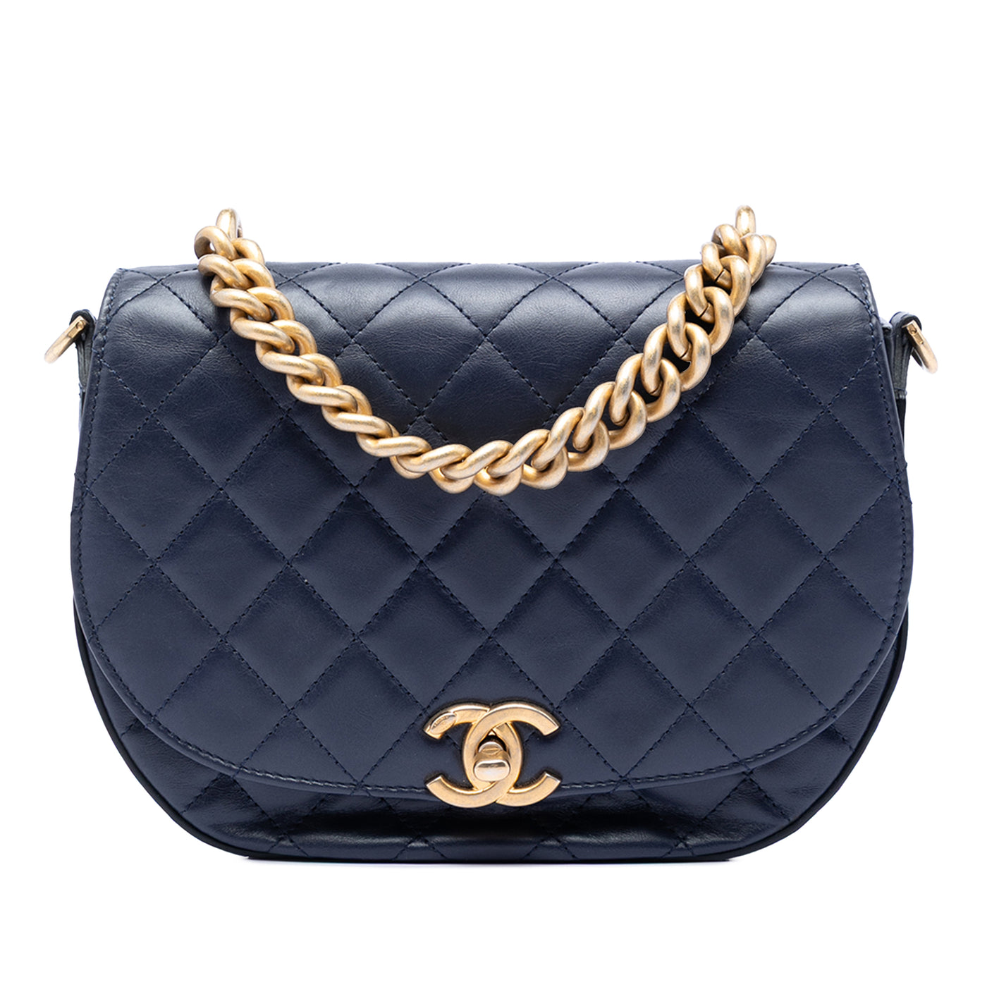 CC Quilted Lambskin Chain Handle Half Moon Flap - Image 1