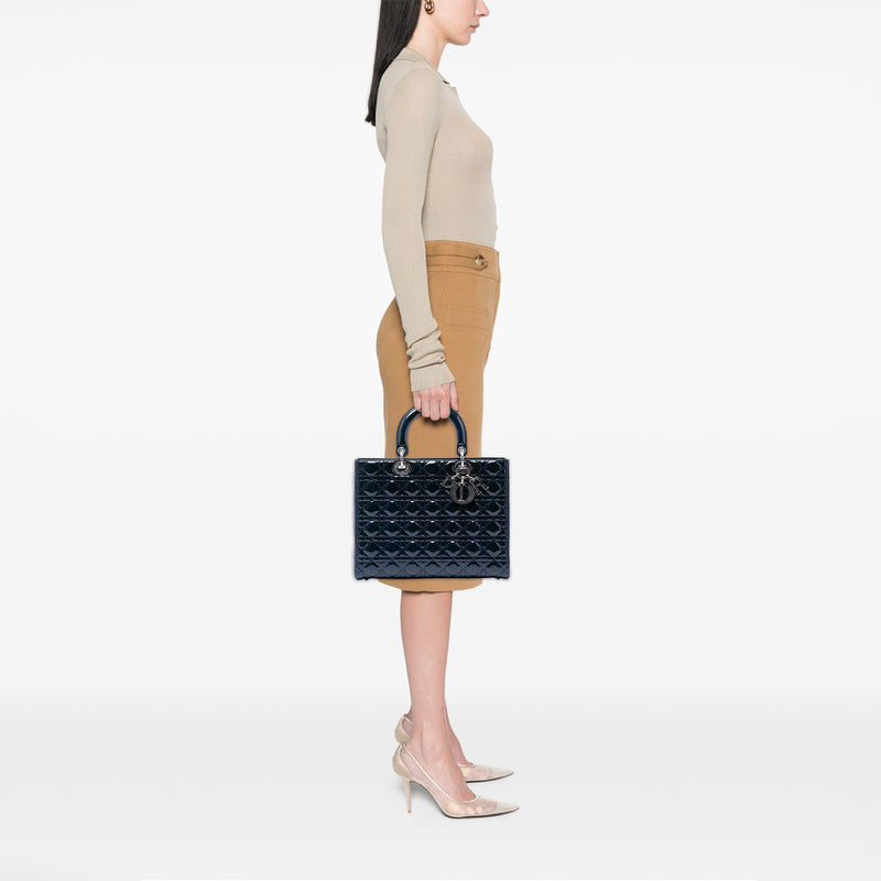 Large Patent Cannage Lady Dior - Image 6