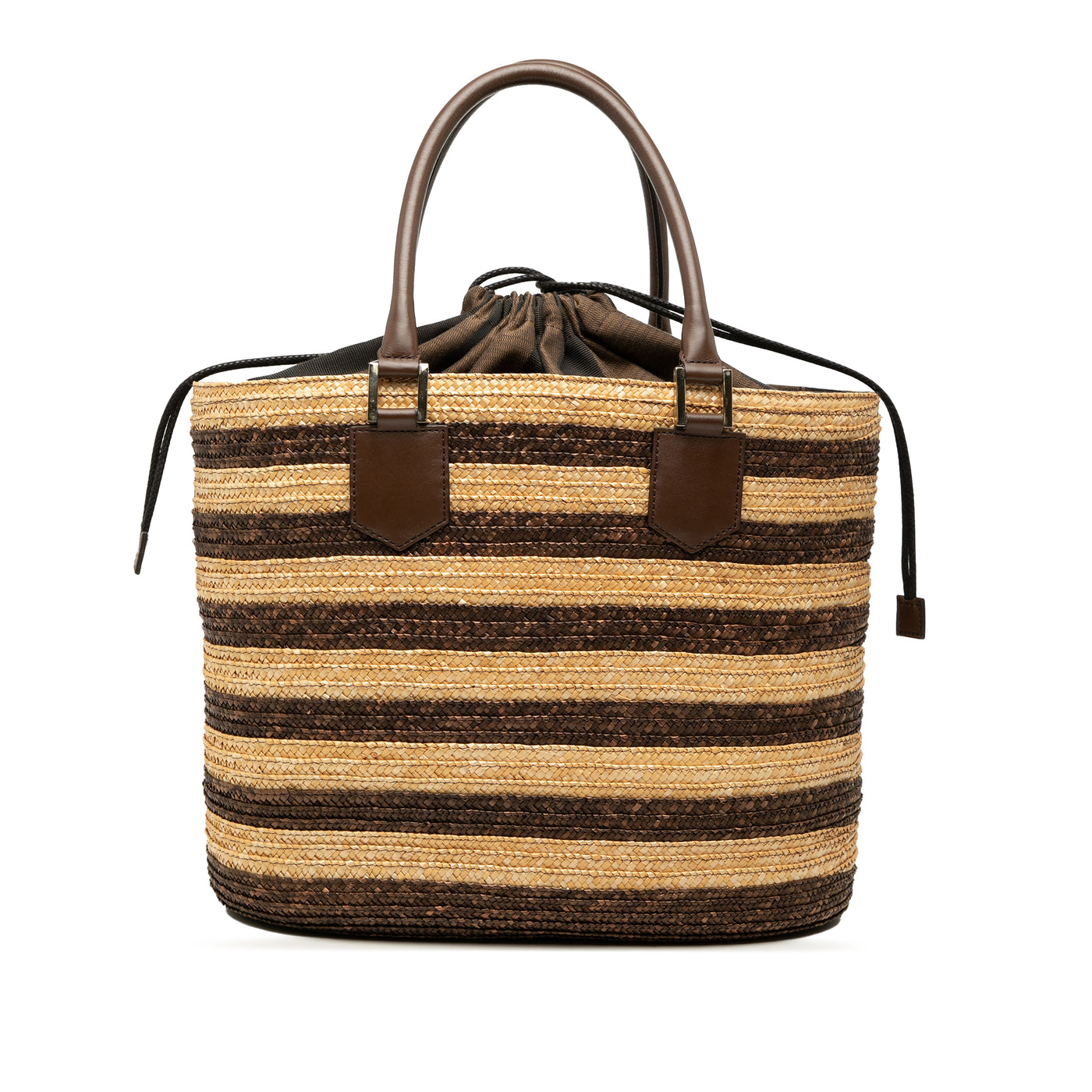 Straw Pecan Striped Beach Tote - Image 1