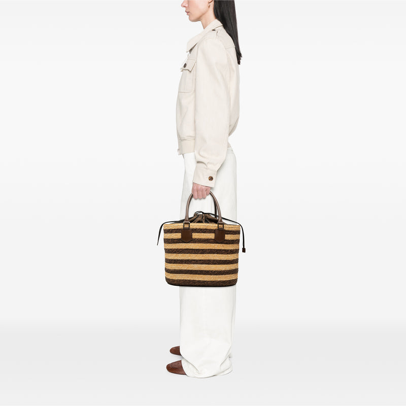 Straw Pecan Striped Beach Tote - Image 7