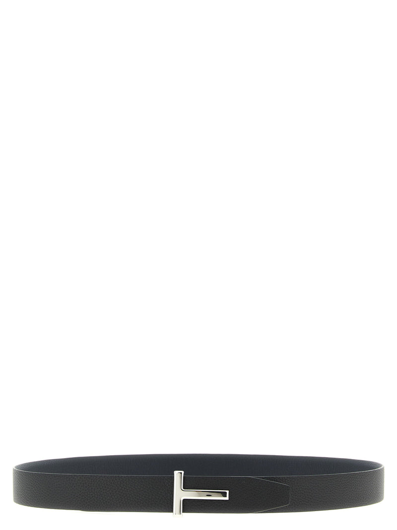 Tom Ford Hammered Leather Reversible Belt — Black
