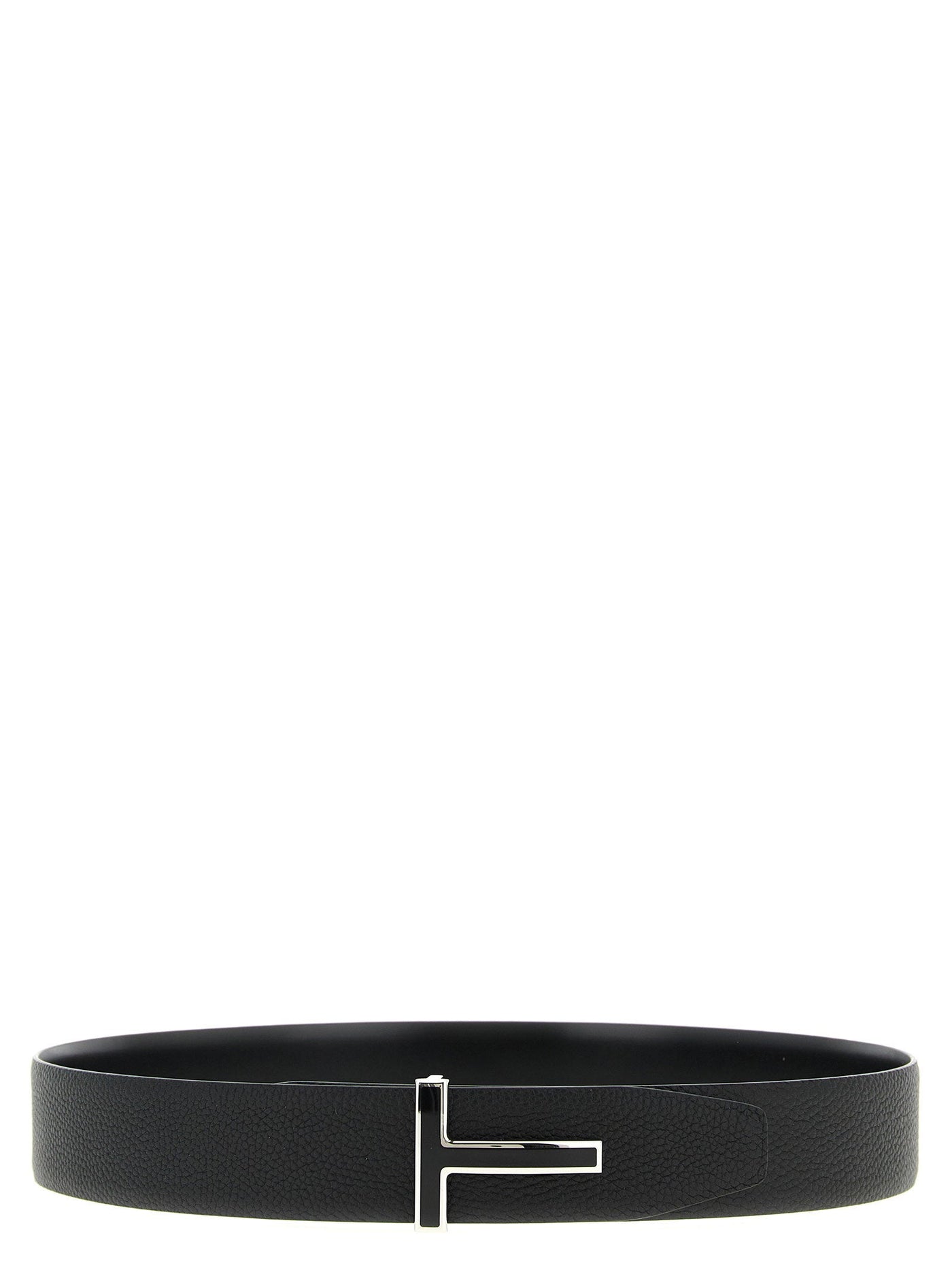 Tom Ford Reversible Hammered And Smooth Leather Belt — Black