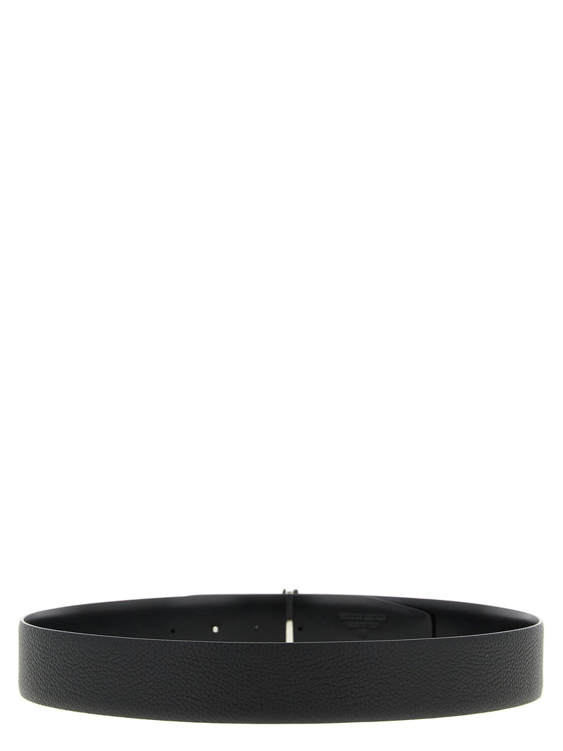 Tom Ford Reversible Hammered And Smooth Leather Belt — Black