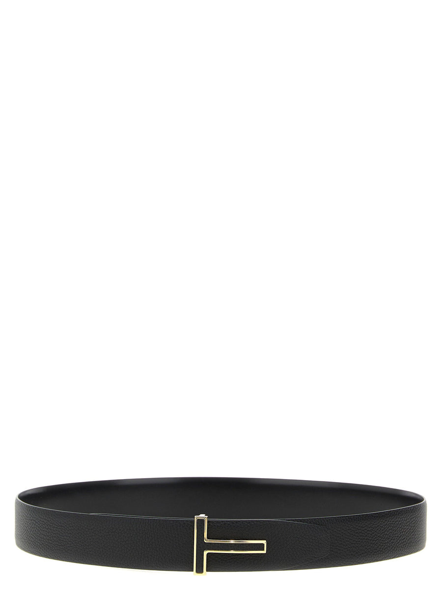 Tom Ford Logo Buckle Reversible Belt — Black
