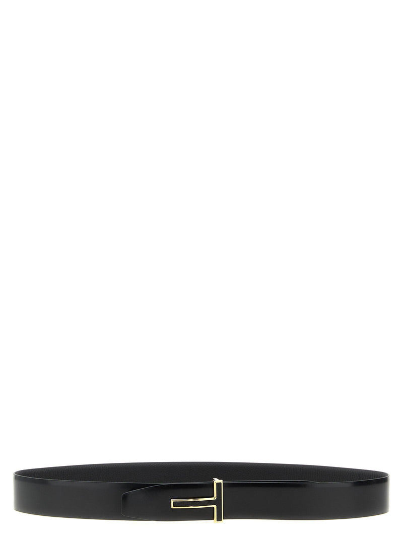 Tom Ford Logo Buckle Reversible Belt — Black