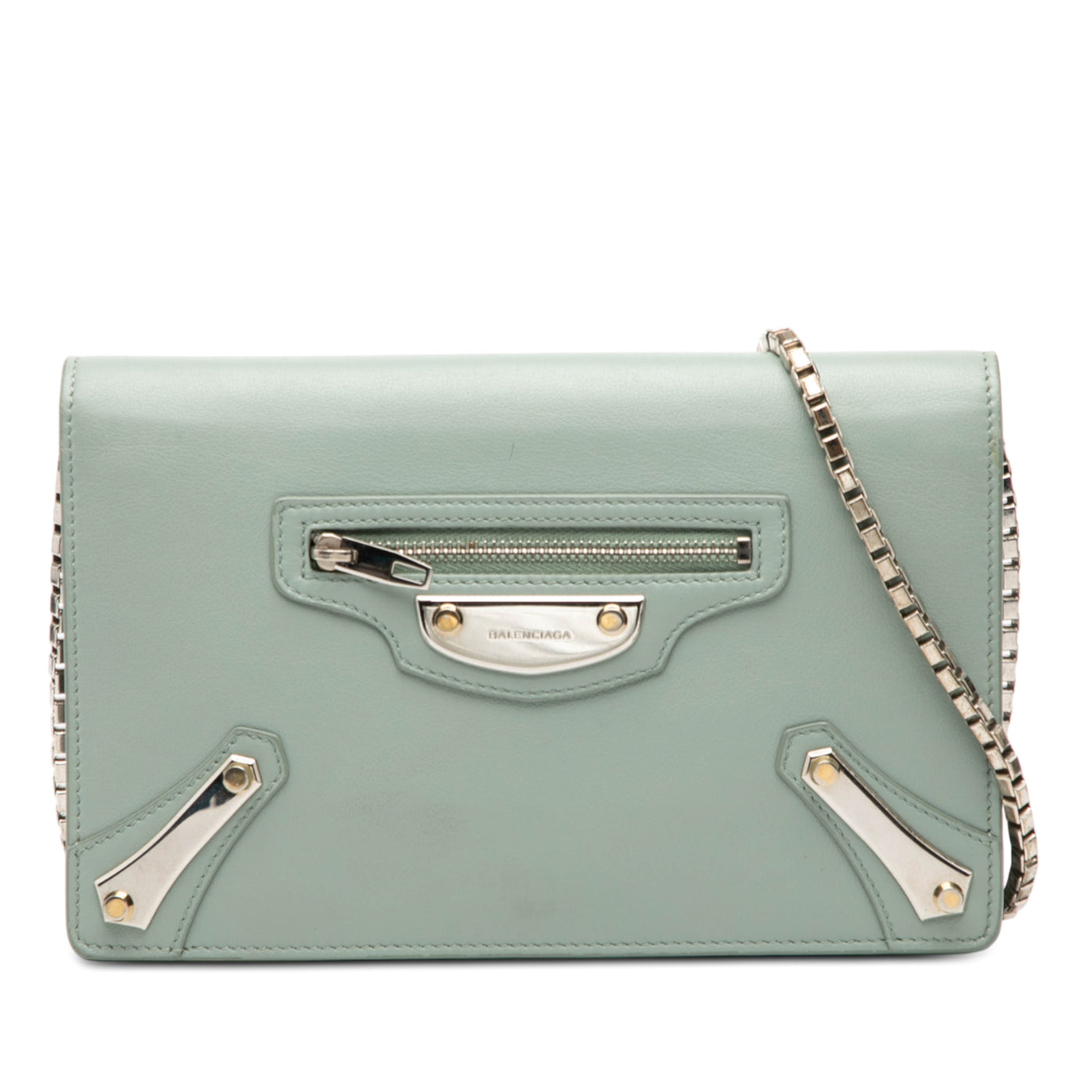 Leather Metal Plate City Wallet on Chain - Image 1