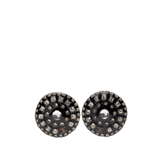 CC Resin and Crystal Round Clip On Earrings - Image 1