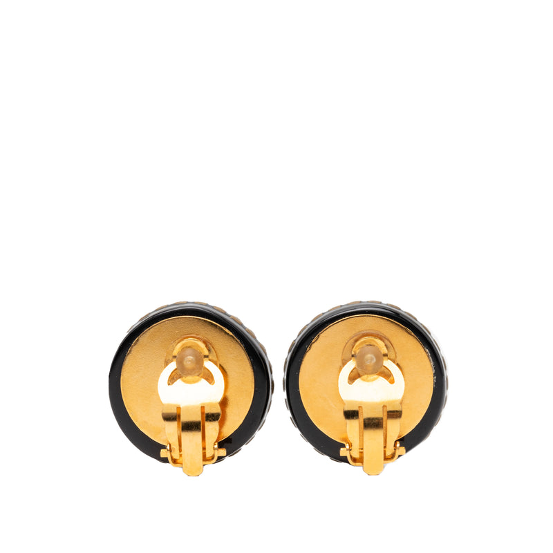 CC Resin and Crystal Round Clip On Earrings - Image 2
