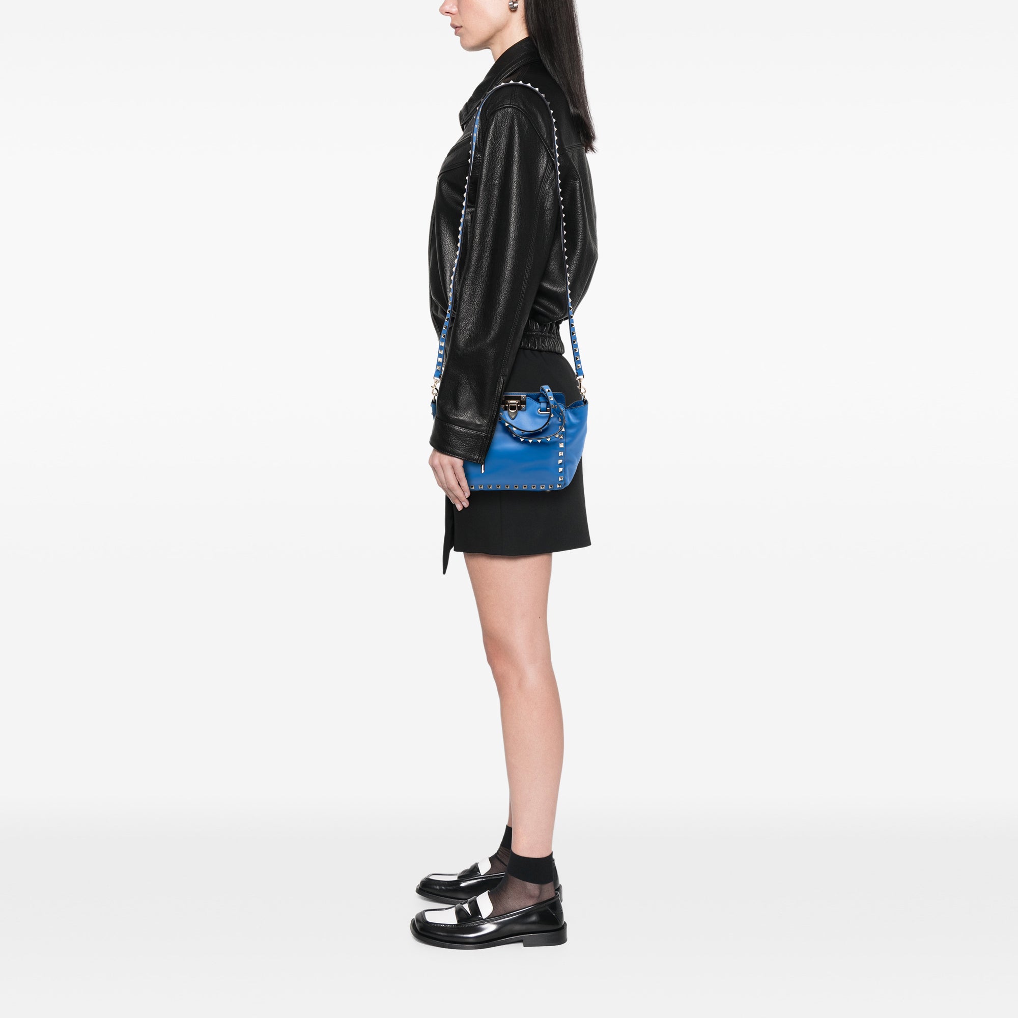 Mini Leather Rockstud Trapeze Satchel - Image 6