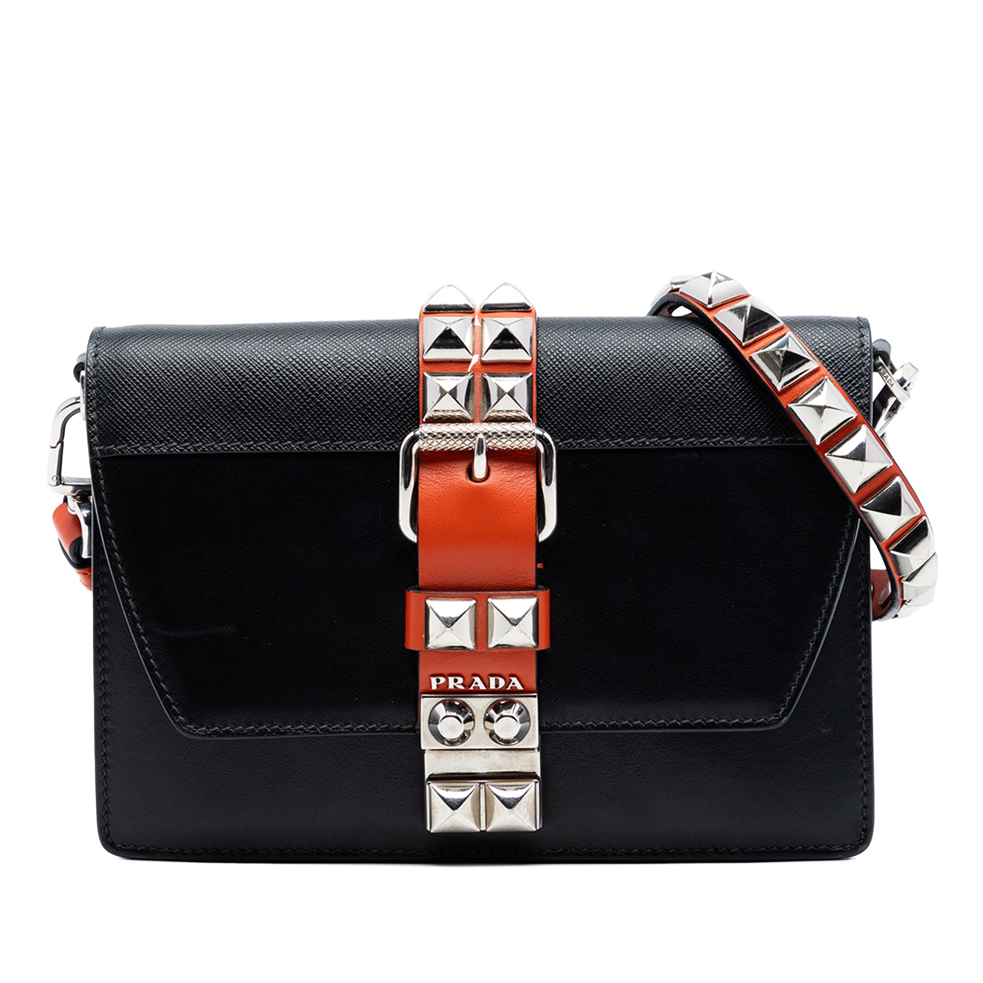 City Calfskin and Saffiano Studded Elektra Crossbody - Image 1