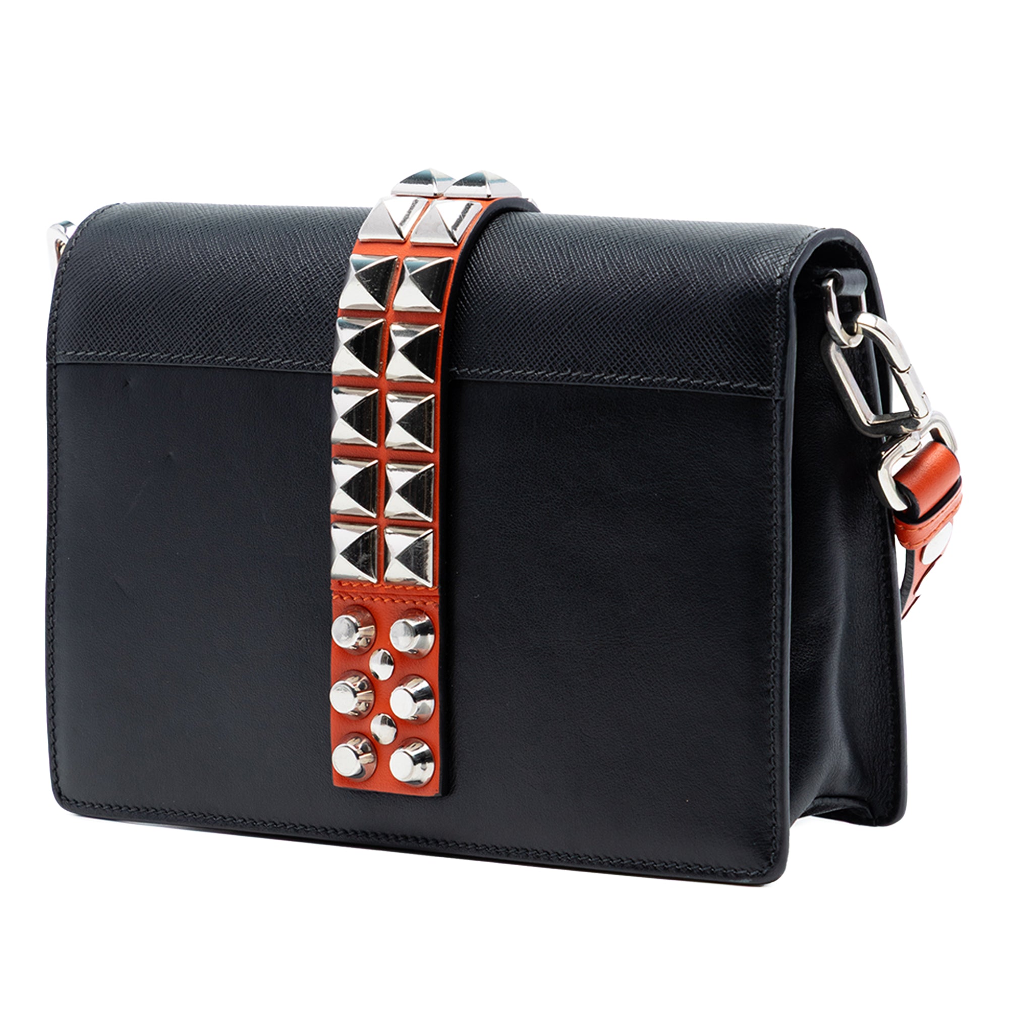 City Calfskin and Saffiano Studded Elektra Crossbody - Image 2