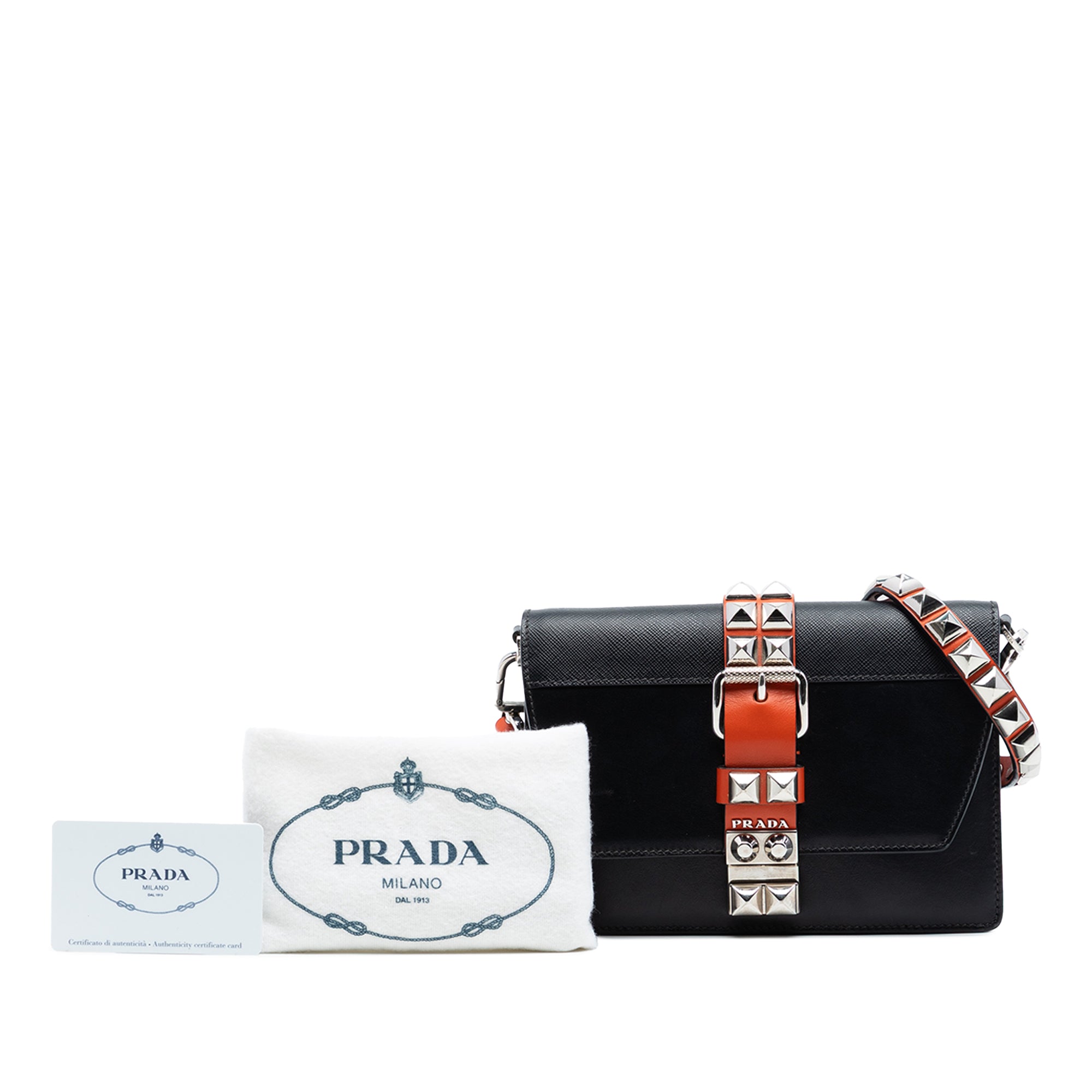 City Calfskin and Saffiano Studded Elektra Crossbody - Image 7