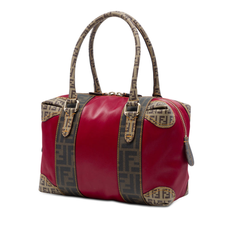 Zucca Trimmed Coated Canvas Mixed Media Boston Bag - Image 2