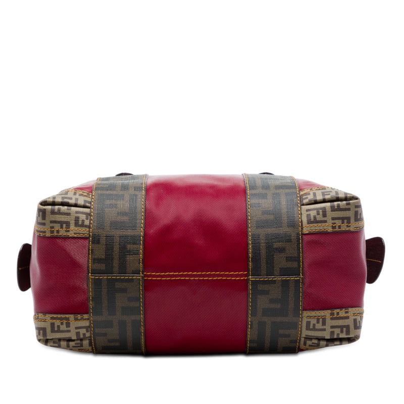 Zucca Trimmed Coated Canvas Mixed Media Boston Bag - Image 3