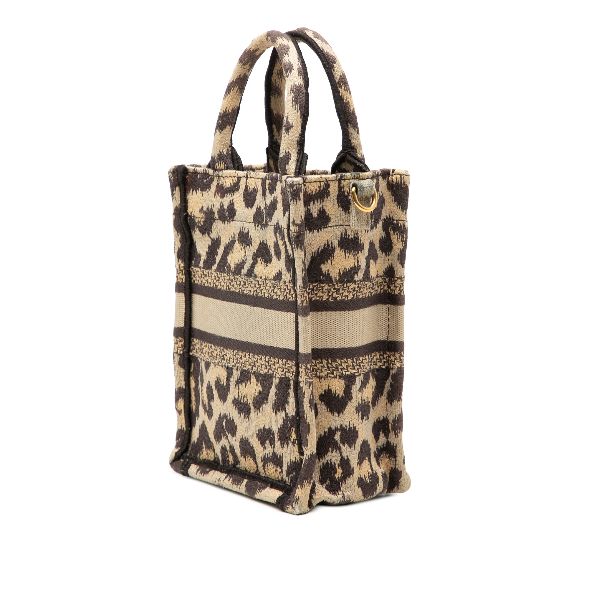 Mizza Mini Embroidered Canvas Leopard Vertical Book Tote - Image 2