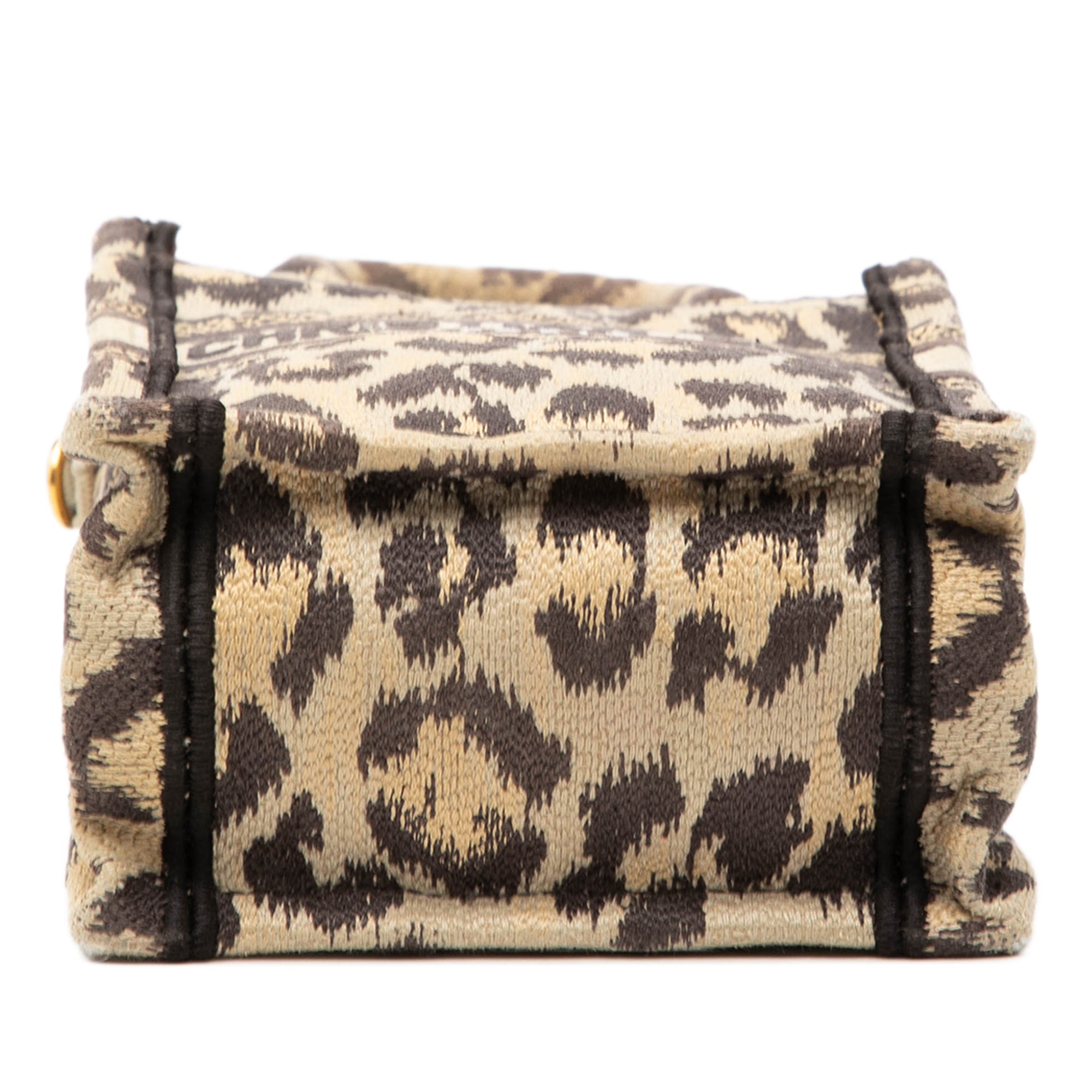 Mizza Mini Embroidered Canvas Leopard Vertical Book Tote - Image 3