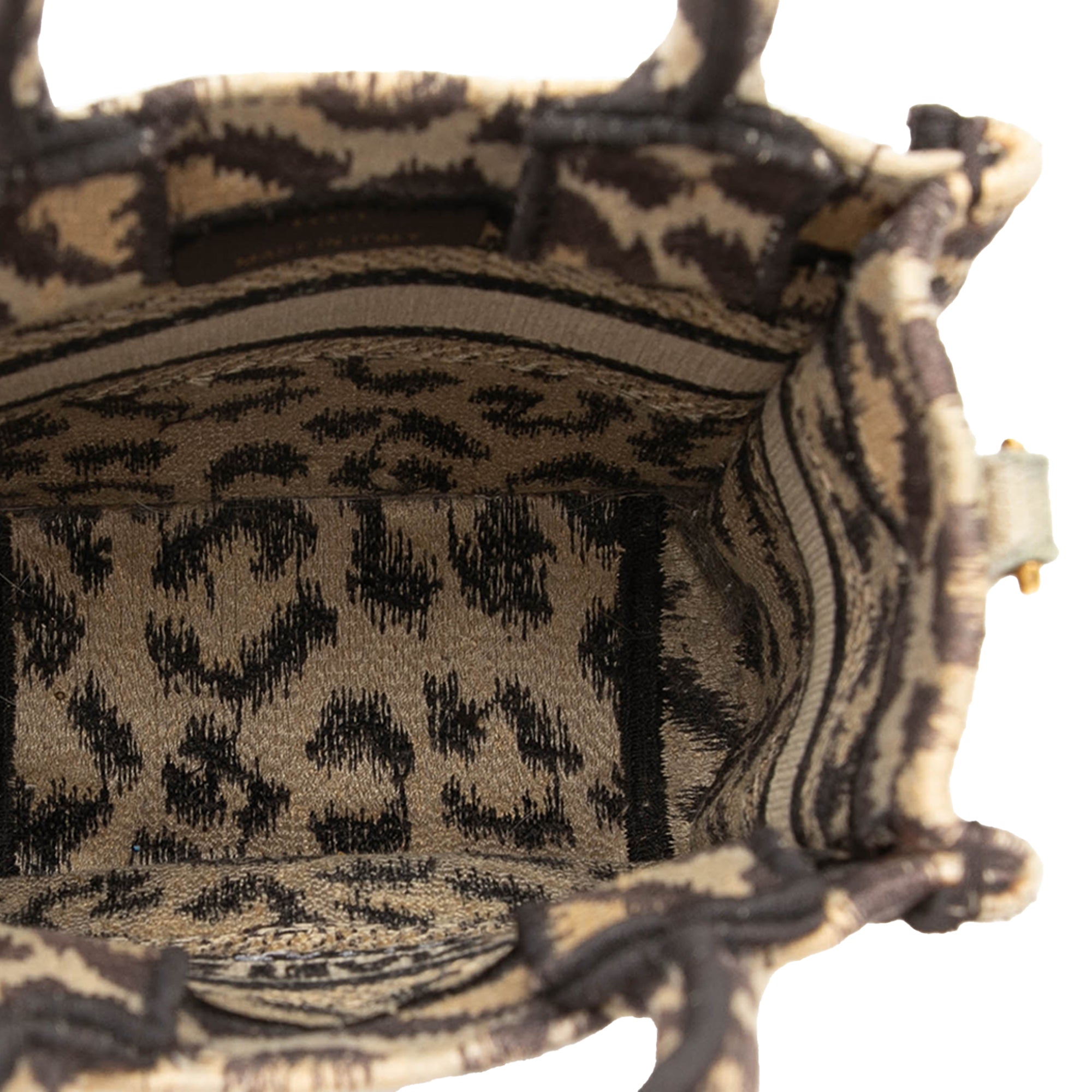 Mizza Mini Embroidered Canvas Leopard Vertical Book Tote - Image 4