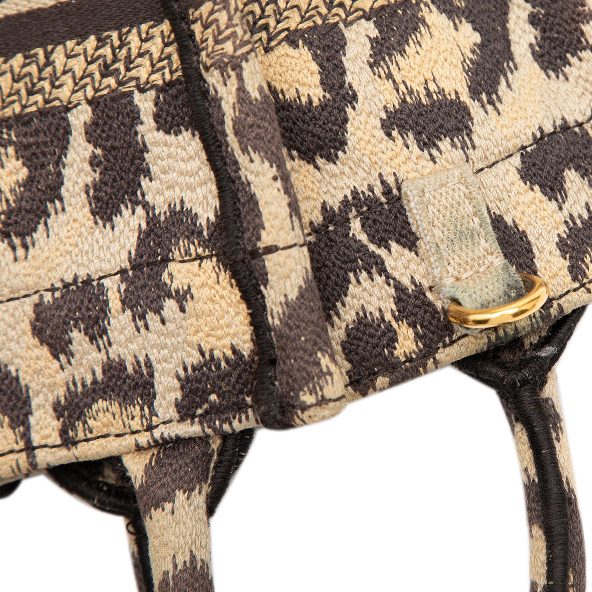 Mizza Mini Embroidered Canvas Leopard Vertical Book Tote - Image 7