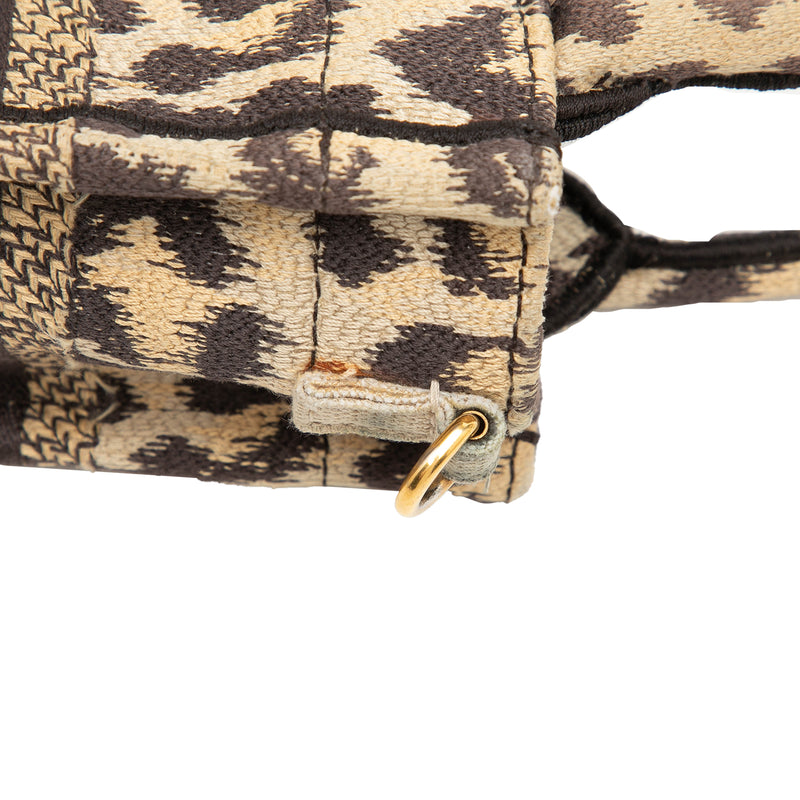Mizza Mini Embroidered Canvas Leopard Vertical Book Tote - Image 8
