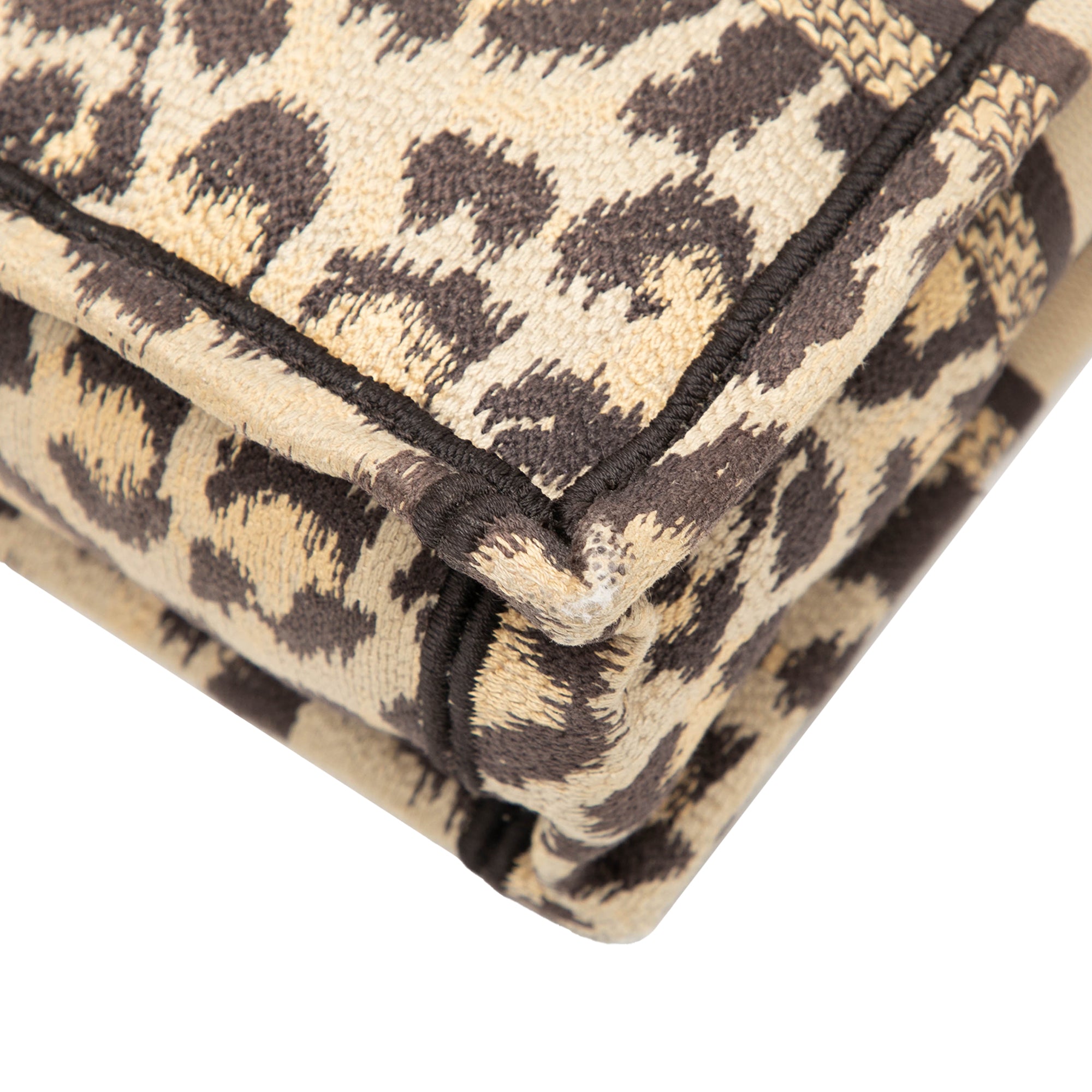 Mizza Mini Embroidered Canvas Leopard Vertical Book Tote - Image 9