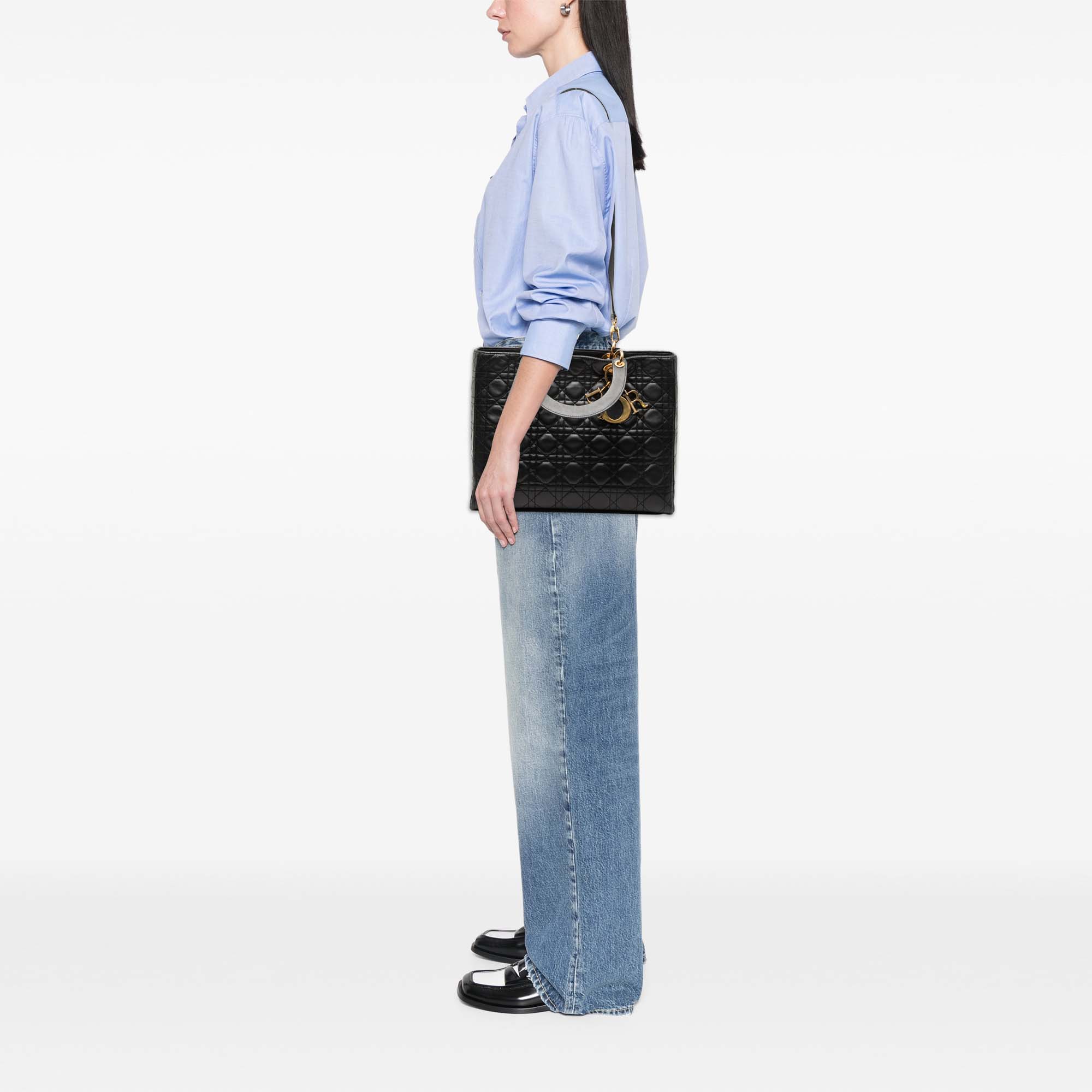 Large Lambskin Cannage Lady Dior - Image 8
