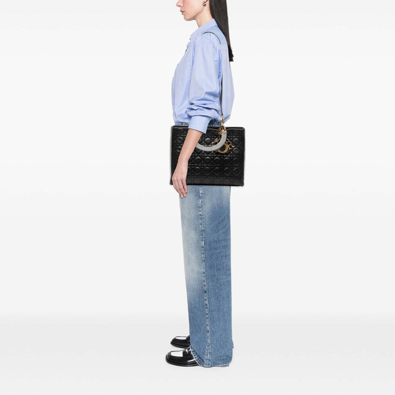 Large Lambskin Cannage Lady Dior - Image 8