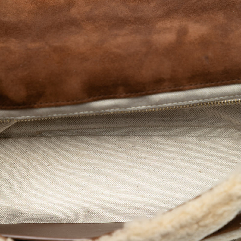 Medium Suede and Shearling Patchwork Jamie Shoulder Bag - Image 4