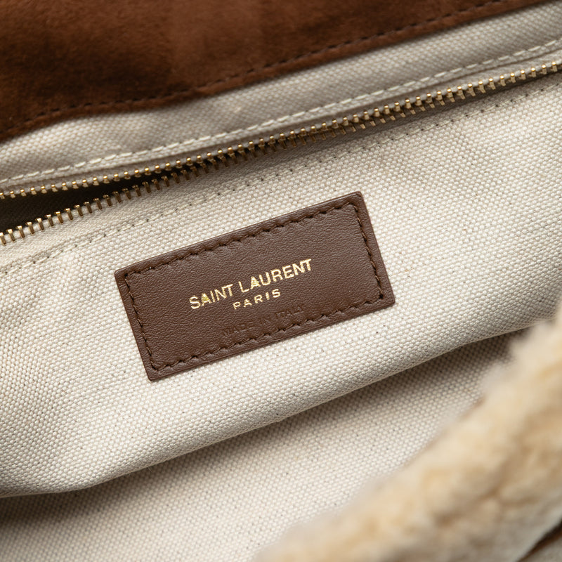 Medium Suede and Shearling Patchwork Jamie Shoulder Bag - Image 5