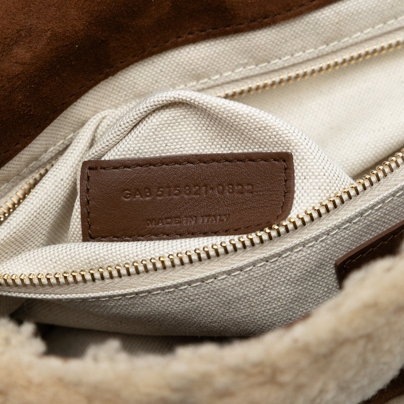 Medium Suede and Shearling Patchwork Jamie Shoulder Bag - Image 6