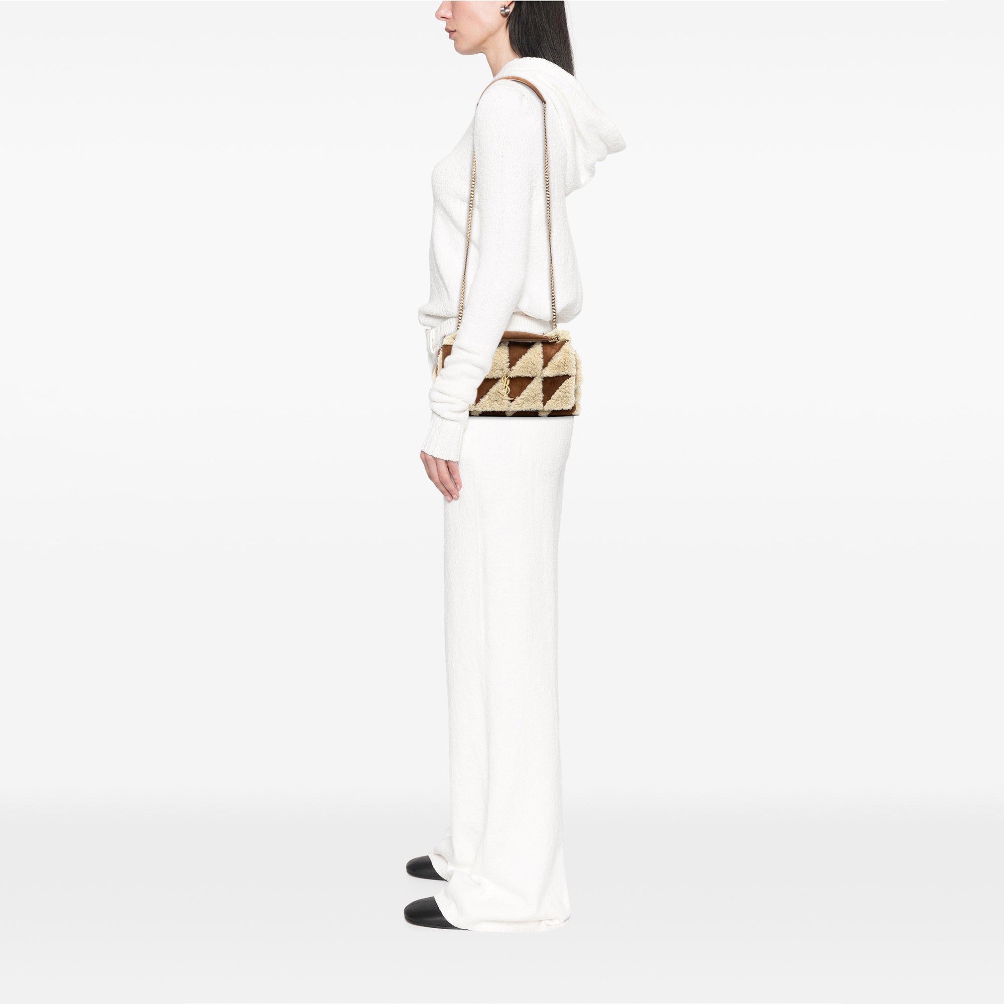 Medium Suede and Shearling Patchwork Jamie Shoulder Bag - Image 7