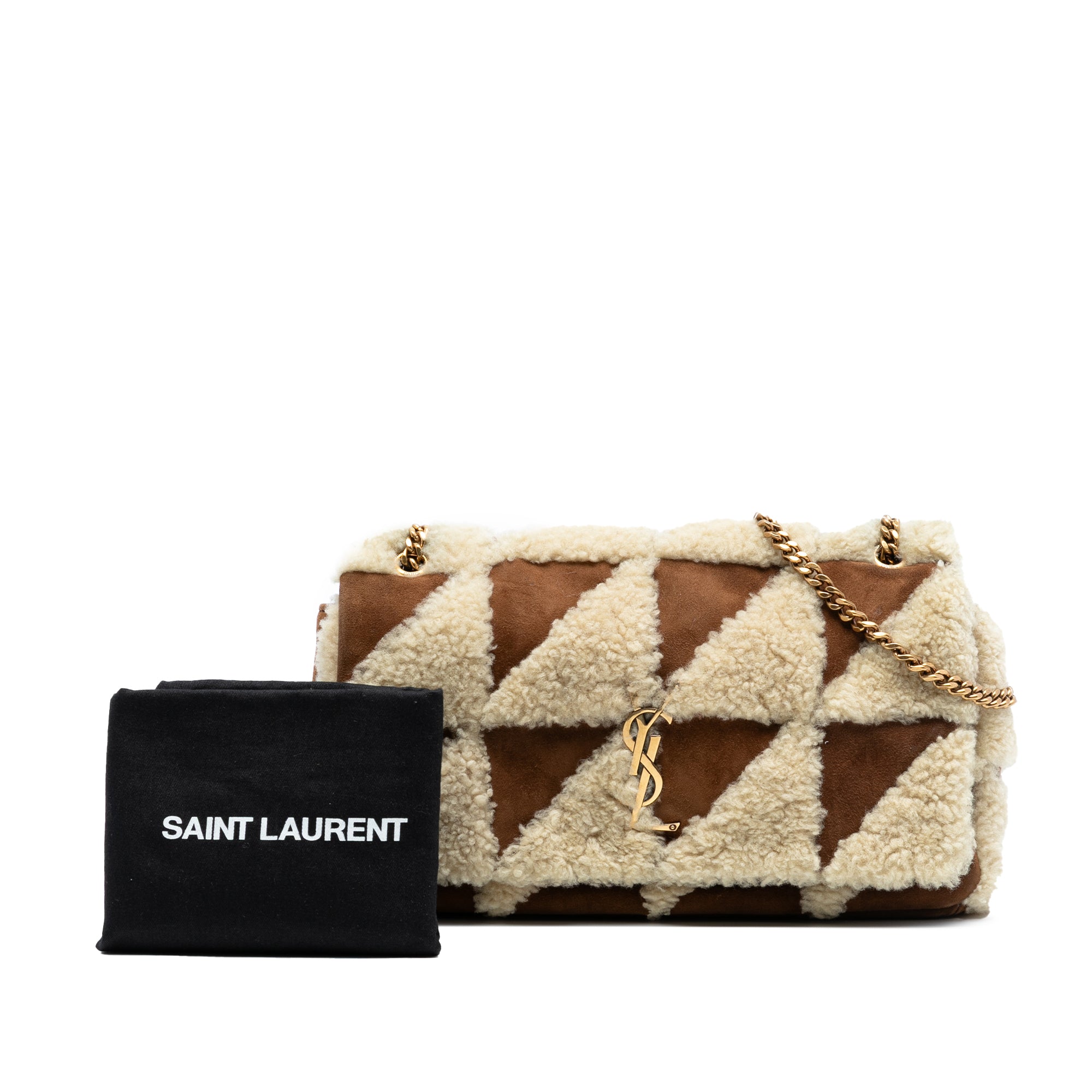 Medium Suede and Shearling Patchwork Jamie Shoulder Bag - Image 8