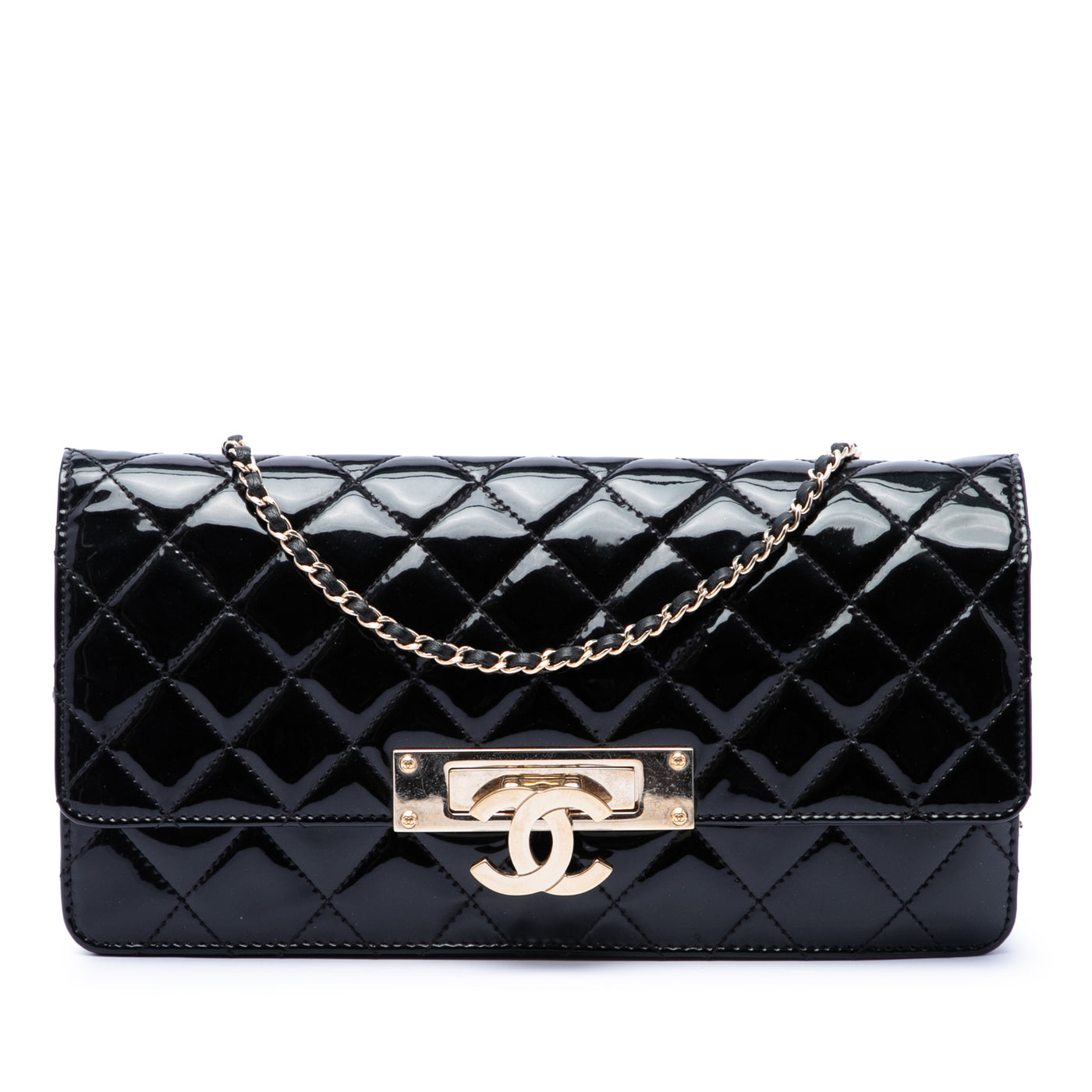Quilted Patent Golden Class East West Wallet on Chain - Image 1