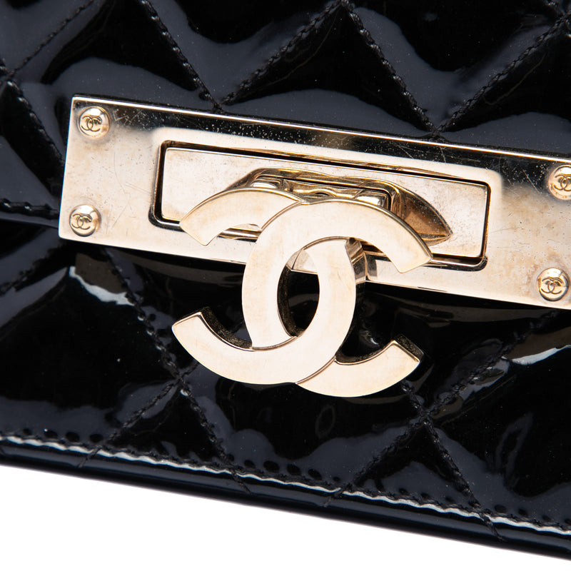 Quilted Patent Golden Class East West Wallet on Chain - Image 5