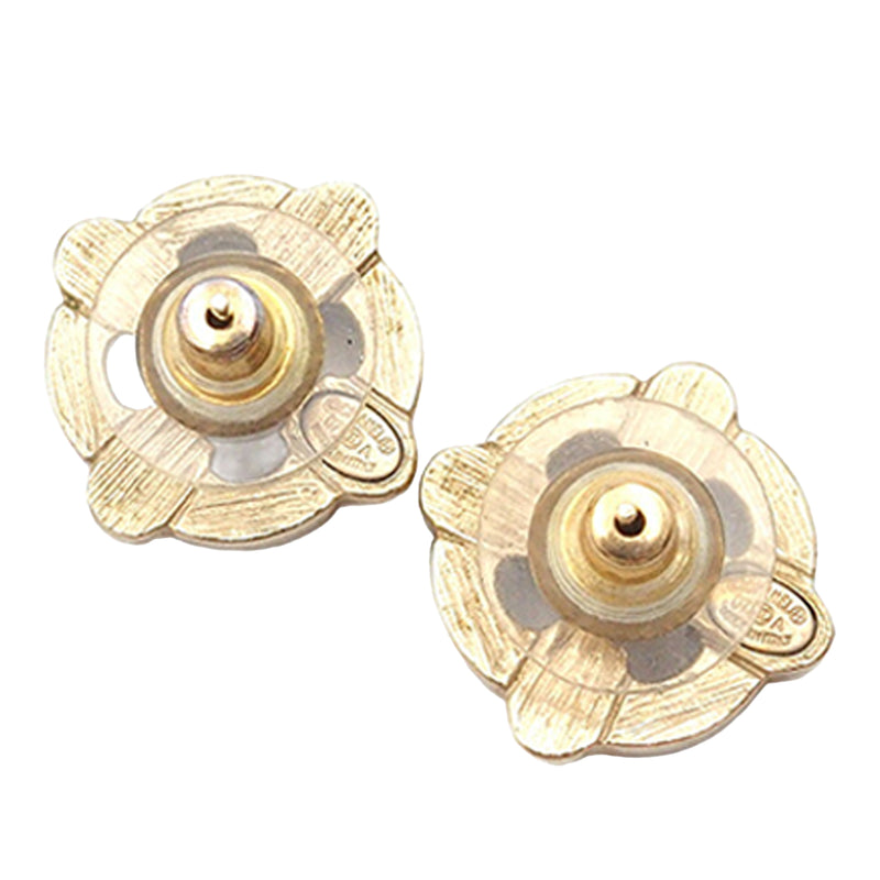 Gold Plated Enamel Maltese Cross and Faux Pearl Push Back Earrings - Image 2