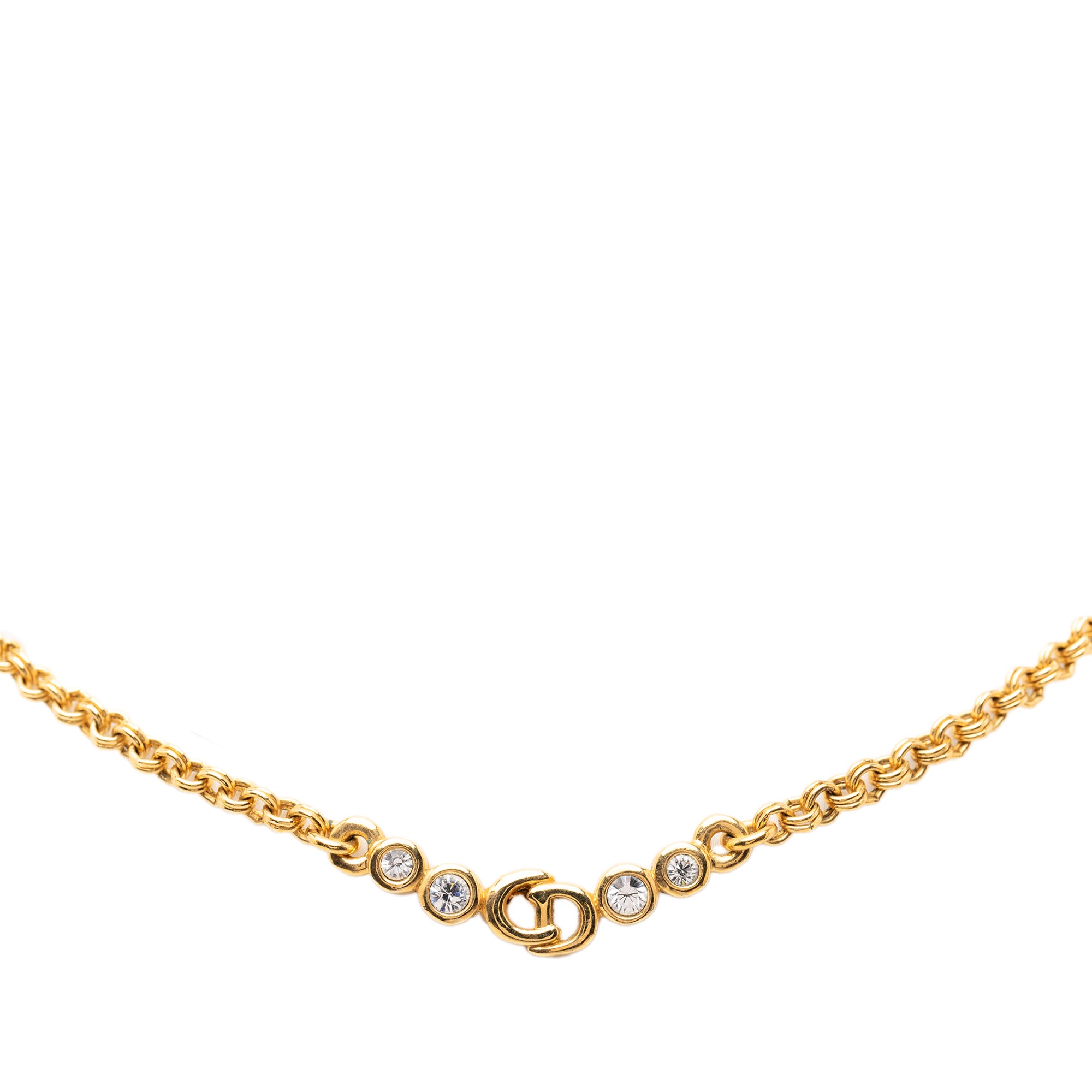 Gold Plated Rhinestone CD Pendant Necklace - Image 2