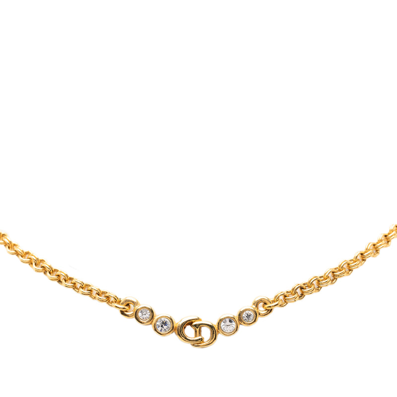 Gold Plated Rhinestone CD Pendant Necklace - Image 2