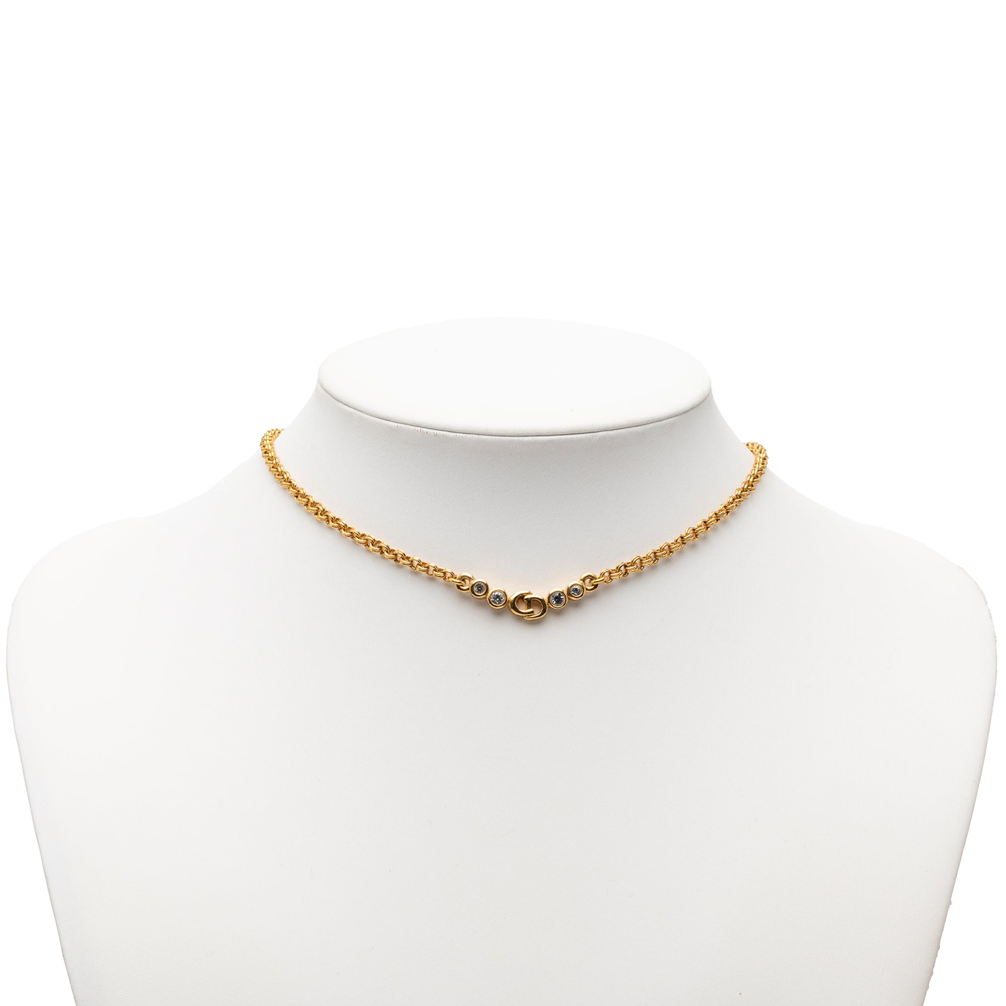 Gold Plated Rhinestone CD Pendant Necklace - Image 6