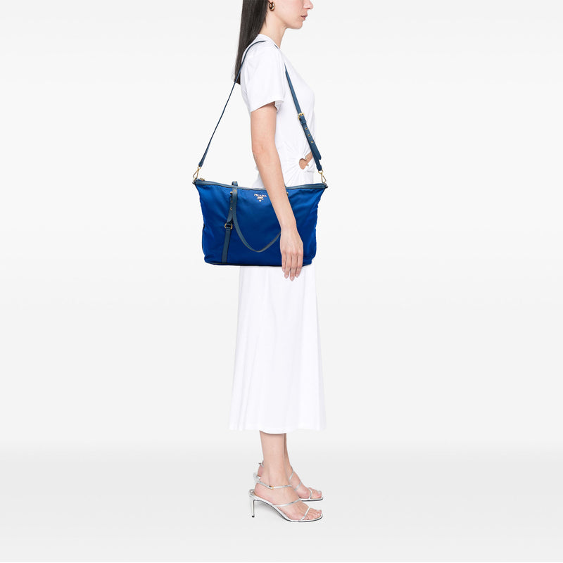 Saffiano Trimmed Tessuto Zip Top Convertible Tote - Image 6