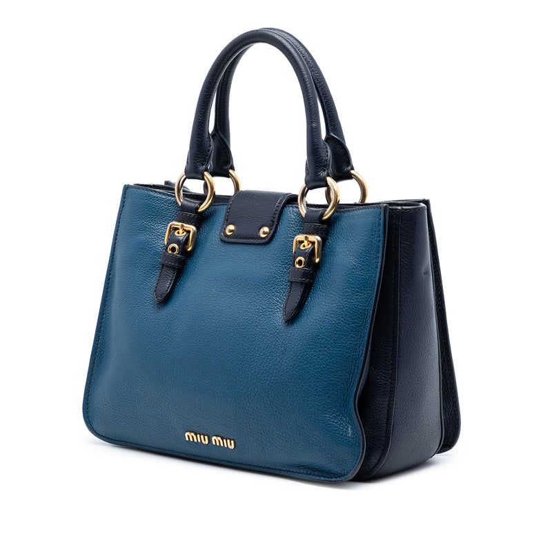 Bicolor Goatskin Madras Satchel - Image 2
